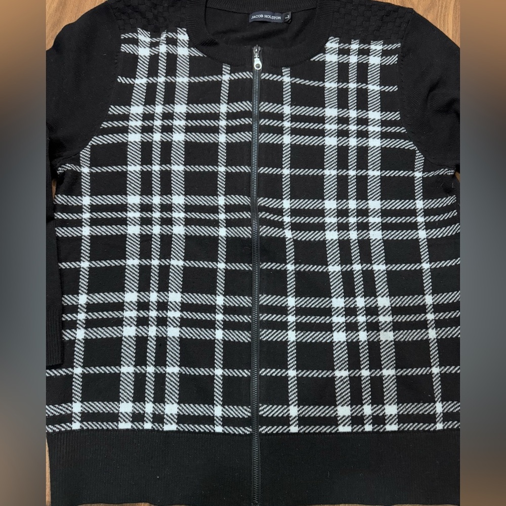 Jacob Holston Black and White Plaid Men's Sweater